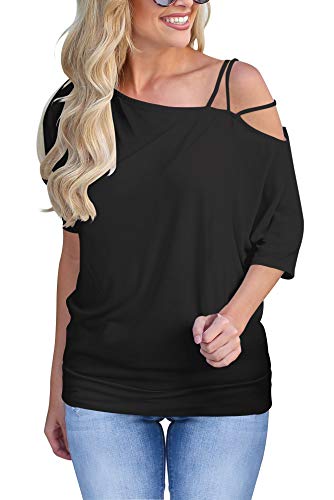 Book Cover Sipaya Summer Tops for Women One Off Shoulder Strappy T Shirts Short Sleeve