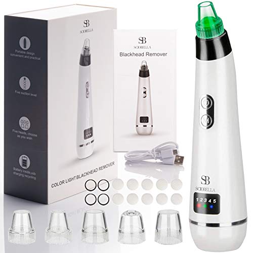 Sciobella Blackhead Removal Vacuum Tool Kit Pimple Pore Whitehead Blemish Remover Suction Facial Nose Electric Acne Comedone Extractor - USB Rechargeable - Deep Cleansing - FDA Certificated