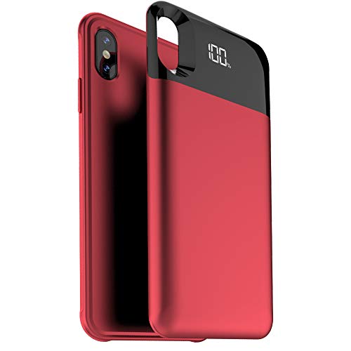 Wireless IPhoneXs-Max Charger Case - 2in1 Magnetic Detachable Rechargeable Extended Protective Charging Case 5500 mAh Qi Wireless Charging Charger Case Compatible with Apple’s iPhone Xs Max -Red