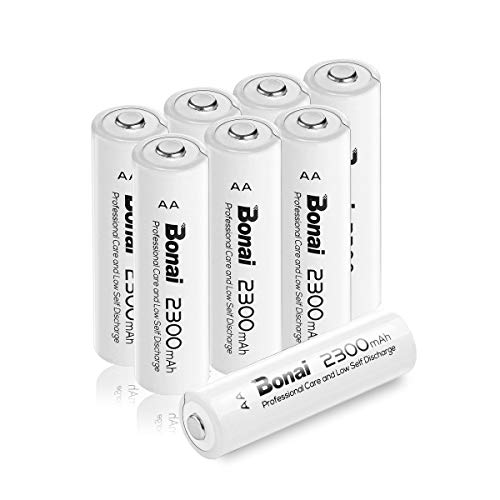 BONAI AA Rechargeable Batteries 2300mAh 1.2V Ni-MH High Capacity (8 Packs) AA Rechargeable Batteries High-Capacity