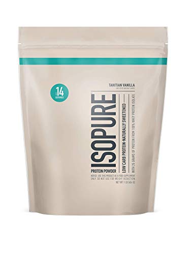 Book Cover Isopure Naturally Flavored, Keto Friendly Protein Powder, 100% Whey Protein Isolate, Flavor: Natural Tahitian Vanilla, 1 Pound