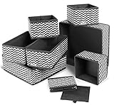ilauke Drawer Underwear Organizers Storage Box Foldable Closet Dresser Drawers Divider Organizer Fabric Cloth Basket Bins for Sock Bras Baby clothes, Set of 8, Grey