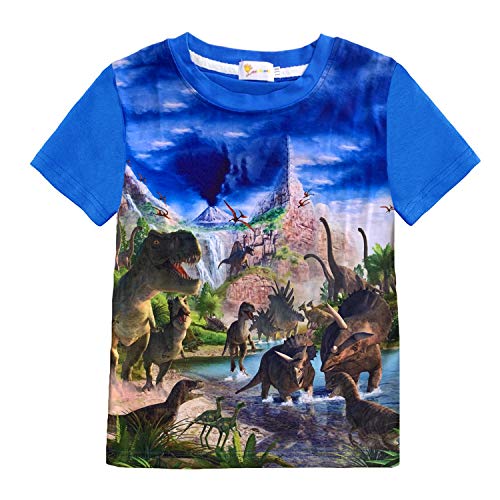 Toddler Boys Shirt Dinosaur Short Sleeve 3D T-Shirt Summer Kids Animal Graphic Cotton Tops Tees