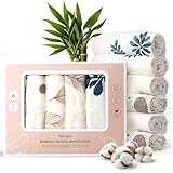 Nightingale Baby Washcloths, Rayon from Bamboo Baby Clothes Organic Wash Cloths with Cotton, Newborn Bath Essentials, Burping Cloths for Babies, Face Towels Reusable 12"x12" (Feather) 6 Pack