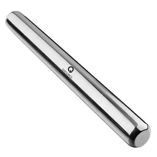 Rolling Pin for Baking - 14 Inch Stainless Steel Roller Pin with Adjustable Thickness Rings Kids Baking Set for Fondant, Pie Crust, Cookie, Pastry Dough（14 Inch)