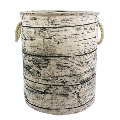 Book Cover Mziart Unique Tree Stump Large Laundry Basket Bag with Rope Handles, Collapsible Wood Grain Waterproof Laundry Hamper Stylish Storage Basket Bin Organizer for Toys Clothes Kids Bedroom Nursery