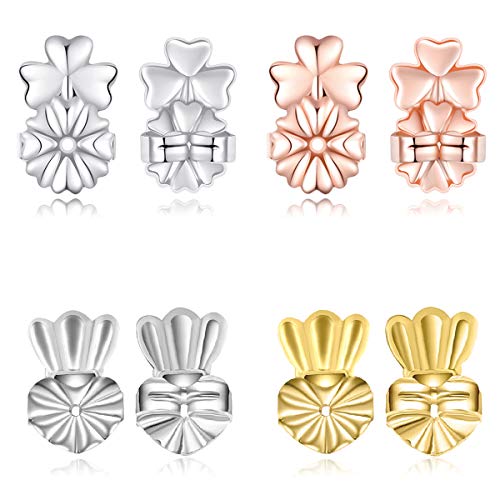 Earring Lifters Backs Hypoallergenic Adjustable of Gold Plated Sterling Silver Rose Gold Earring Jewelry 4 Pairs