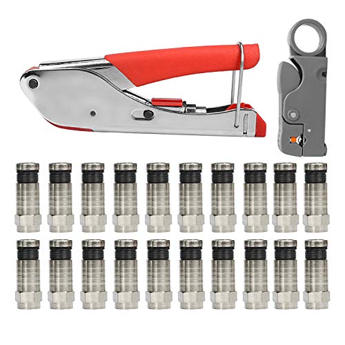MatSailer coaxial cable connector kit,coax cable crimper,tv cable connector kit with F RG6 RG59 Connector
