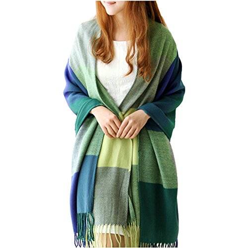 XDGOOD Pashmina Scarf & Fine Soft Comfortable Cashmere Shawl, Premium Large Scarf Women Scarves, Wraps Womans Warm, 75.6 X24 in,Green