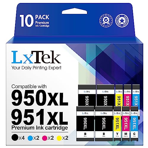 LxTek Compatible Ink Cartridges Replacement for HP 950XL 951XL 950 XL 951 XL to use with OfficeJet PRO 8600 8610 8620 8630 8100 8625 8615 276dw (4 Black,2 Cyan,2 Magenta,2 Yellow,10 Pack) High Yield