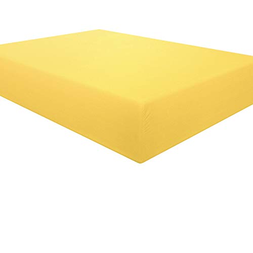 Book Cover NTBAY Microfiber Queen Fitted Sheet, Wrinkle, Fade, Stain Resistant Deep Pocket Bed Sheet, Yellow