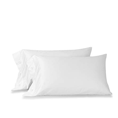 Orose 600 Thread Count Cotton Pillowcase-100% Long Staple Cotton Standard Pillowcase Set of 2,Soft and Silky Bed Pillow Cover French Design Cotton Pillows for Sleeping (White, Standard)