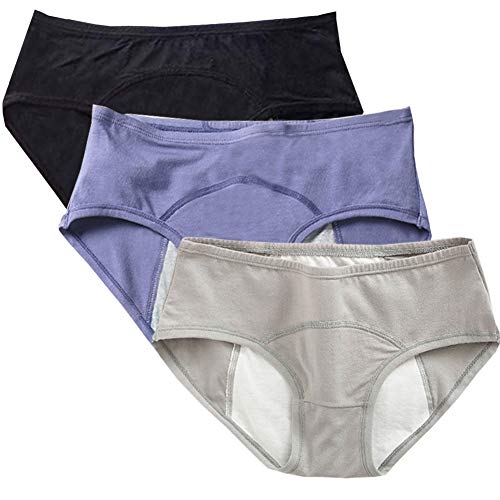 Teens Cotton Menstrual Period Panties Girls Heavy Flow Leak Proof Hipster Underwear Women Postpartum Briefs 3 Pack