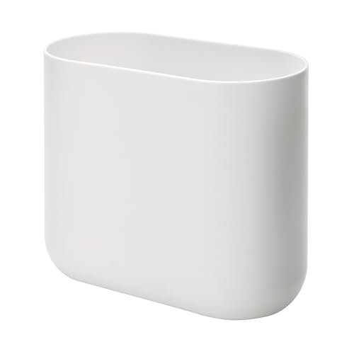 iDesign Small Slim Plastic Bathroom Trash Can, Garbage Can for Bedroom, Office, Desk, Dorm, White