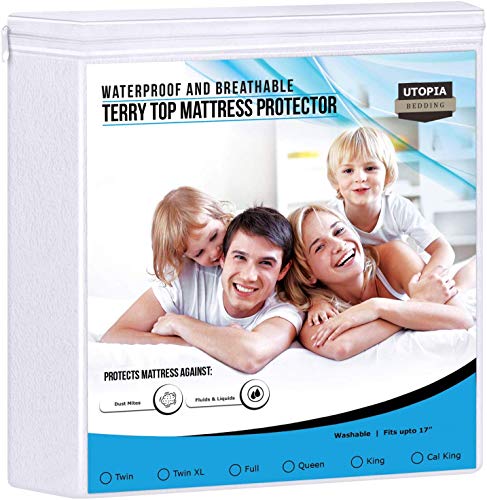 Book Cover Utopia Bedding Waterproof Mattress Protector - Breathable Mattress Cover - Fitted Style All Around Elastic - Fits 15 Inches Deep (Full)