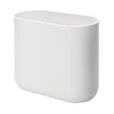 iDesign Cade Oval Slim Trash Can, Compact Waste Basket Garbage Can for Bathroom, Bedroom, Home Office, Dorm, College - Matte White/Gray