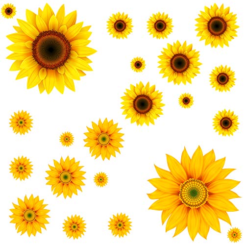 Book Cover 22Pcs DIY Sunflower Wall Sticker 3D Yellow Flower Wall Decals Peel and Stick Removable Wall Art Decor Nursery Daisy Floral Stickers for Kids Baby Living Room Decoration