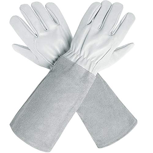 CCBETTER Rose Pruning Gloves with Extra Long Cowhide Sleeves for Men and Women,Breathable Goatskin Leather Thorn Proof Gardening Gauntlet Gloves, Best Garden Gifts & Tools for Gardener and Farmer