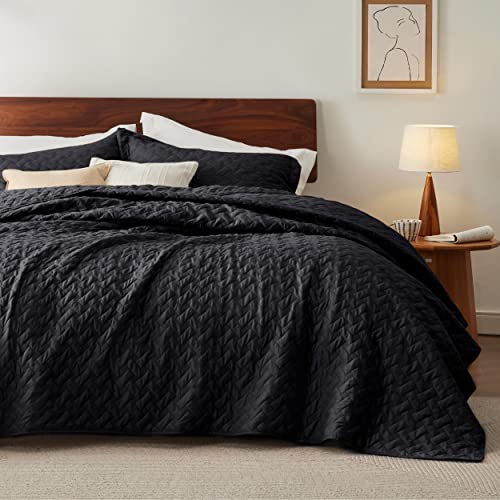 Bedsure Quilt Sets Queen Black - Lightweight Queen Quilt Beding Set, Summer Bedspreads Full Coverlet with 2 Pillow Shams