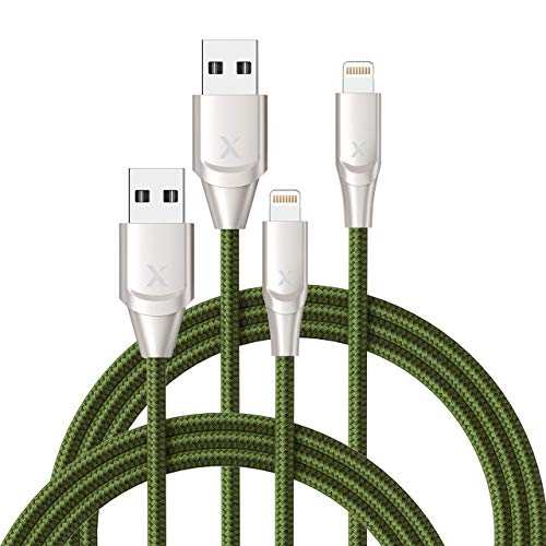 Xcentz iPhone Charger 2 Pack 6ft, MFi Certified Lightning Cable Fast Charger iPhone Cable, Durable Braided Nylon Metal Connector Charger Cord for iPhone 11/X/XS Max/XR/8 Plus/7/6/5, ipad - Green