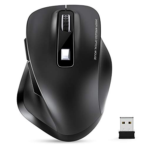 Wireless Mouse, TedGem 2.4G USB Mouse Computer Optical Mouse Full Size Ergonomic Mouse with USB Receiver 6 Buttons Laptop Mouse 5-Level DPI Adjustable Portable Mice for Laptop,PC,Windows,MacOs (Black)
