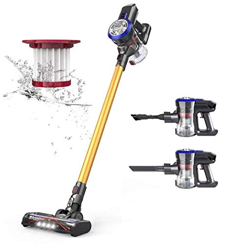 Dibea Upgrade Cordless Stick Vacuum Cleaner 250W Powerful Suction Bagless Lightweight Rechargeable 2 in 1 Handheld Car Vacuum for Carpet Hard Floor, Navy Blue D18Pro