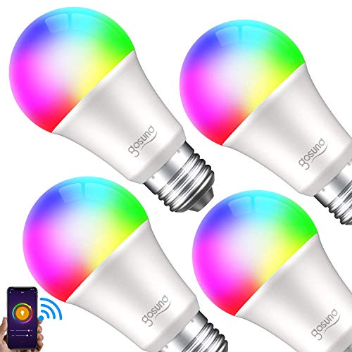 WiFi Smart Light Bulb works with Alexa Google Home & IFTTT, Gosund A19 E26 LED Smart Bulb 2700K 800LM RGB Color Changing Dimmable, No Hub Required, Soft White (4 Pack)