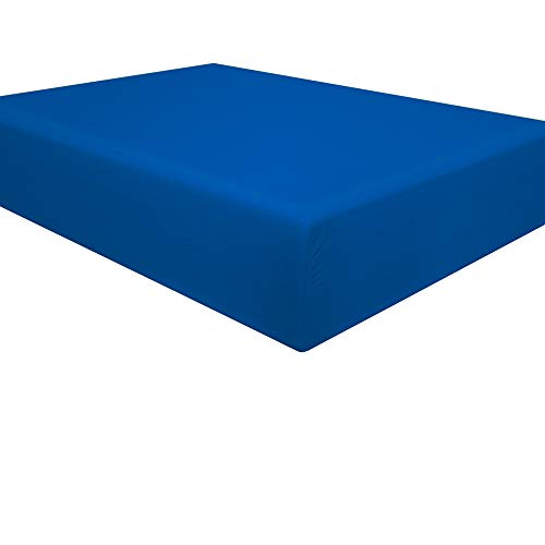 Book Cover NTBAY 100% Brushed Microfiber Queen Fitted Sheet, 1800 Super Soft and Cozy, Wrinkle, Fade, Stain Resistant Deep Pocket Fitted Bed Sheet Only, Royal Blue