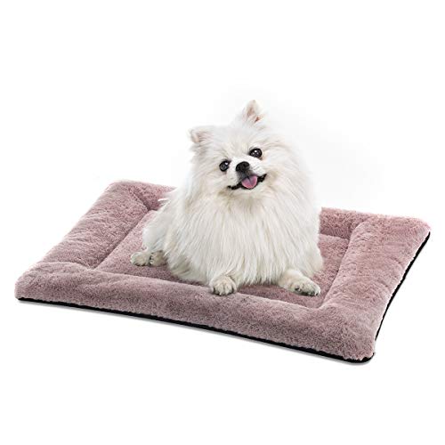 Book Cover SIWA MARY Dog Bed Mat Soft Crate Pad Washable Anti-Slip Mattress for Large Medium Small Dogs and Cats Kennel Pad (24inch,Pink)