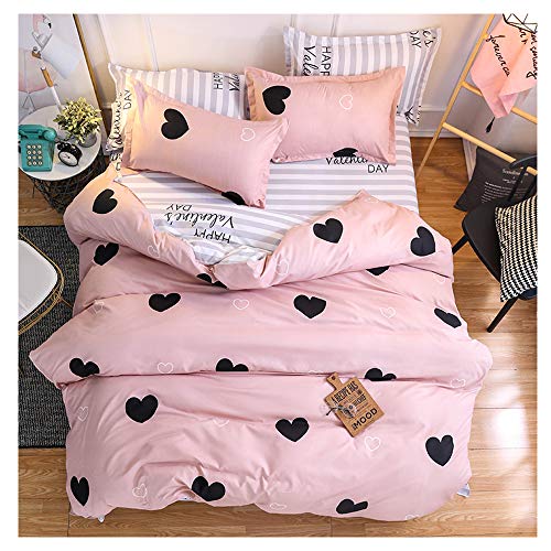 Book Cover ORIHOME Full Bed Set Love Heart Print 3 Piece Bedding Sets One Duvet Cover Without Comforter Two Pillowcaseâ€“ Soft Microfiber Teen Bedding for Bedroom Sheets Set (Love Heart,Pink, Full,80''x86'') â€¦