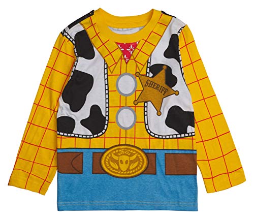 Book Cover Disney Toy Story Long- Sleeve Costume T- Shirt -Buzz Lightyear, Woody - Boys (Sheriff Woody, 4T)