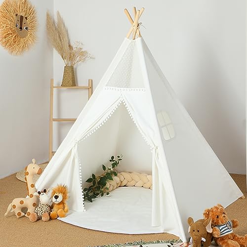 wilwolfer Kids Teepee Tent for Girls or Boys with Carry Case, Foldable Play Tent for Kids or Toddler Suit for Indoor and Outdoor Play, Protable Kids Playhouse Children Tent