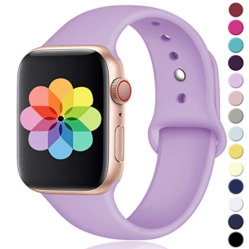 Book Cover Laffav Compatible with Apple Watch Band 38mm 40mm, Small/Medium, Silicone Replacement Band Compatible with iWatch Series 4, Series 3, Series 2, Series 1, for Women Men, Lavender