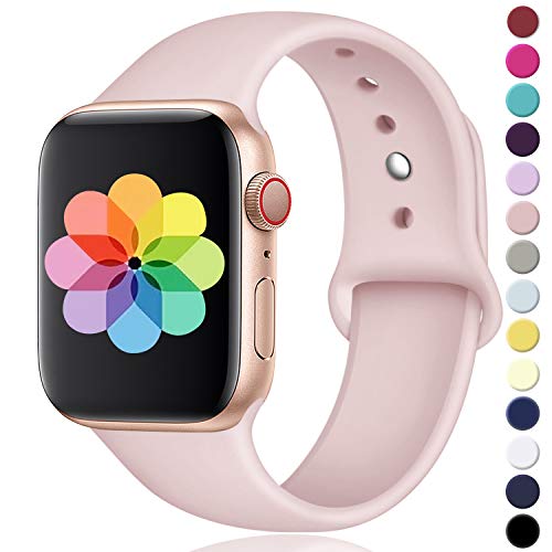 Laffav Compatible with Apple Watch Band 38mm 40mm, Small/Medium, for Women Men, Pink Sand, Silicone Sport Replacement Band Compatible with iWatch Series 4, Series 3, Series 2, Series 1