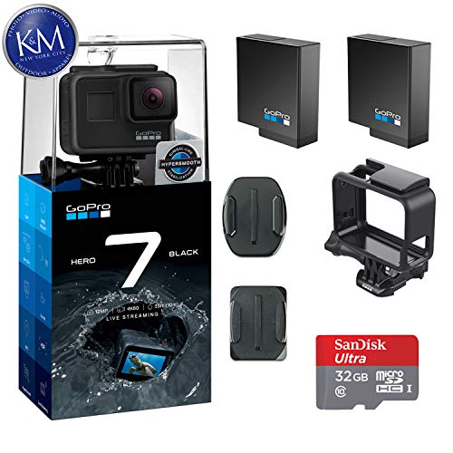 GoPro Hero 7 (Black) Action Camera w/ 2 Extra Batteries + 32GB Memory Card