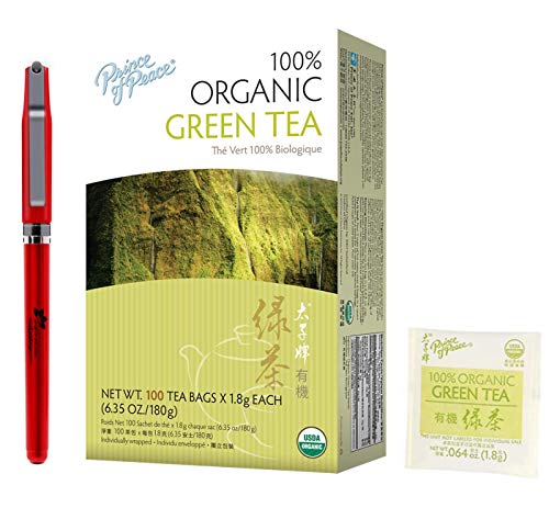 Book Cover Prince Of Peace Organic Green Tea-100 Tea Bags net wt. 6.35oz with Free Inspiration Industry Logo Pen (1-Pack)