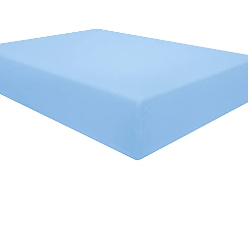 Book Cover NTBAY Microfiber Twin Fitted Sheet, Wrinkle, Fade, Stain Resistant Deep Pocket Bed Sheet, Sky Blue