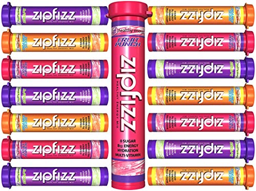 Energy Zip Fizz Workout and Exercise Drink Powder Mix with Vitamin B12, 15 Count