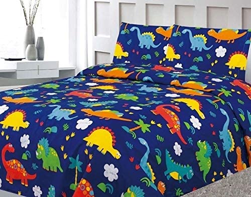 Book Cover Sapphire Home Fun and Colorful Kids Twin Sheets Set - Soft Polyester Durable Material with Cozy and Fun Prints. Perfect for Boys' and Girls' Bedrooms - (Twin Size, 3 Piece, Dinosaur) Dinosaur Twin