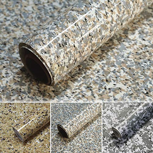 Granite Contact Paper for Countertops Waterproof Self Adhesive Film for Kitchen Counters Bathroom Counters Removable Gray Brown Granite Peel and Stick Decorative Vinyl for Counter Tops 17.7"x78.7"