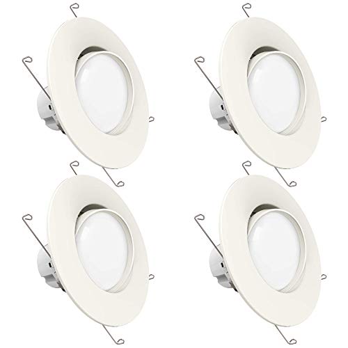 Sunco Lighting 4 Pack 5 Inch/6 Inch Gimbal LED Downlight, 12W=60W, 3000K Warm White, 800 LM, Dimmable, Adjustable Recessed Ceiling Fixture, Simple Retrofit Installation