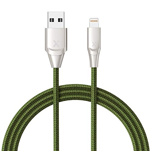 Xcentz iPhone Charger 6ft, Apple MFi Certified Lightning Cable iPhone Charger Cable Metal Connector, Durable Braided Nylon High-Speed Charging Cord for iPhone X/XS Max/XR/8 Plus/7/6/5/SE, iPad, Green