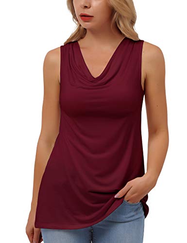 BAISHENGGT Women's Cowl Neck Sleeveless Sexy Blouse Stretch Tank Tops