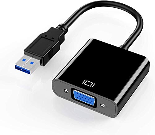 USB to VGA Adapter, USB 3.0/2.0 to VGA Adapter Multi-Display Video Converter- PC Laptop Windows 7/8/8.1/10,Desktop, Laptop, PC, Monitor, Projector, HDTV, Chromebook. No Need CD Driver. (Black)