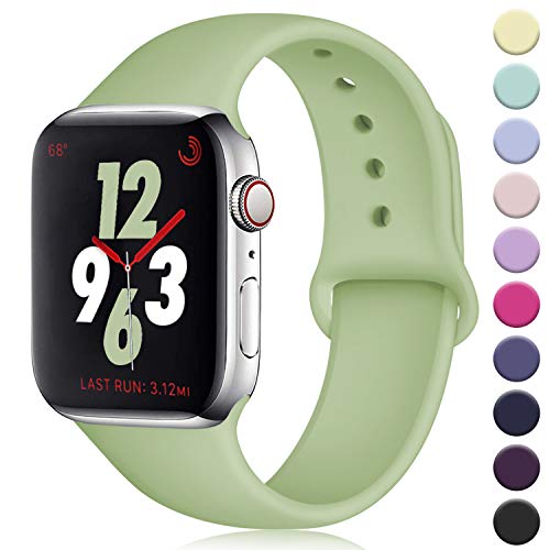 Book Cover DaQin Compatible with Apple Watch Band 40mm 38mm, Sport Silicone Replacement Bands for iWatch Series 5 Series 4 Series 3/2/1, Matcha Green, S/M