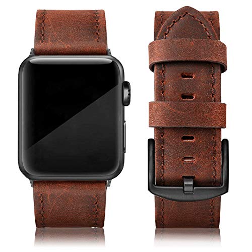 SWEES Leather Strap Compatible for Apple Watch Band 42mm 44mm, Genuine Leather Soft Replacement Watchband Strap for iWatch Apple Watch Series 4 3 2 1, Sports & Edition Men, Yale Blue