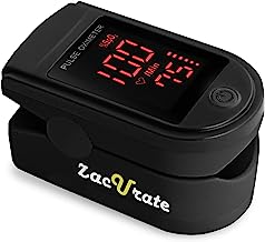 Zacurate Pro Series 500DL Fingertip Pulse Oximeter Blood Oxygen Saturation Monitor with Silicon Cover, Batteries & Lanyard (Royal Black)