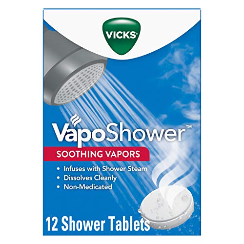 Vicks VapoShower, 12ct Shower Bomb Tablets, Soothing Vicks Vapor Steam Aromatherapy with Eucalyptus and Menthol (4 Boxes of 3 Tablets)
