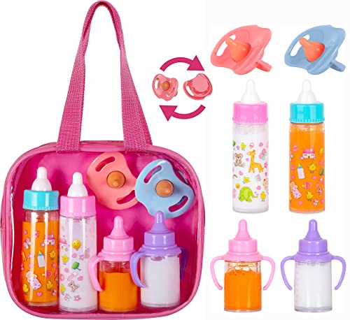 Book Cover fash n kolor®, My Sweet Baby Disappearing Doll Feeding Set | Baby Care 6 Piece Doll Feeding Set for Toy Stroller | 2 Milk & Juice Bottles with 2 Toy Pacifier for Baby Doll,