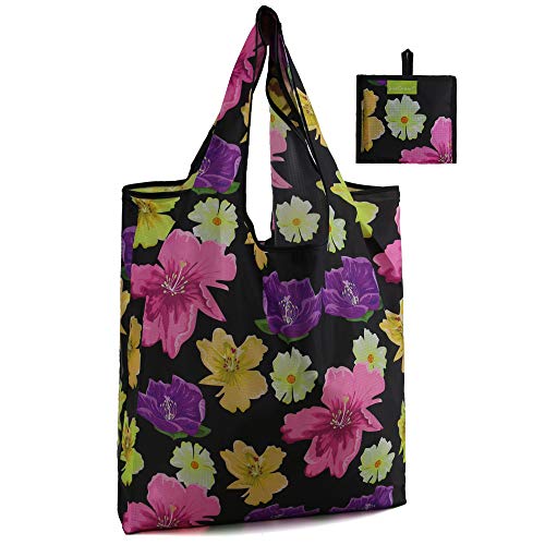Reusable Grocery Shopping Bags Foldable Mother's Day Gift Bags Large Shopping Tote Bulk 50LBS Eco Grocery Totes Bags Ripstop Waterproof Machine Washable Sturdy Rose Tulip Poppy Cherry Blossom Carnatio